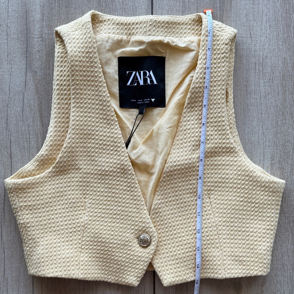 ZARA Butter Yellow Textured Cropped Vest - NWT - Picture 5 of 6